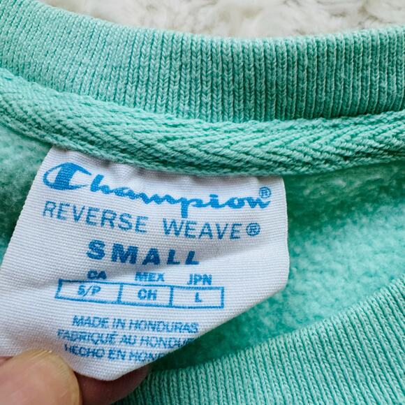 Champion Life Womens Reverse Weave Sea Green Crewneck Cotton Heavy Sweatshirt S - Picture 7 of 12